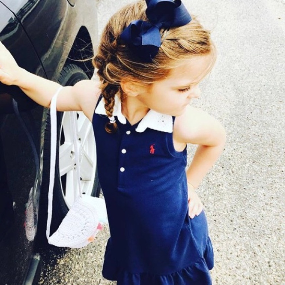 Little Girls Ralph Lauren Navy Halter Dress